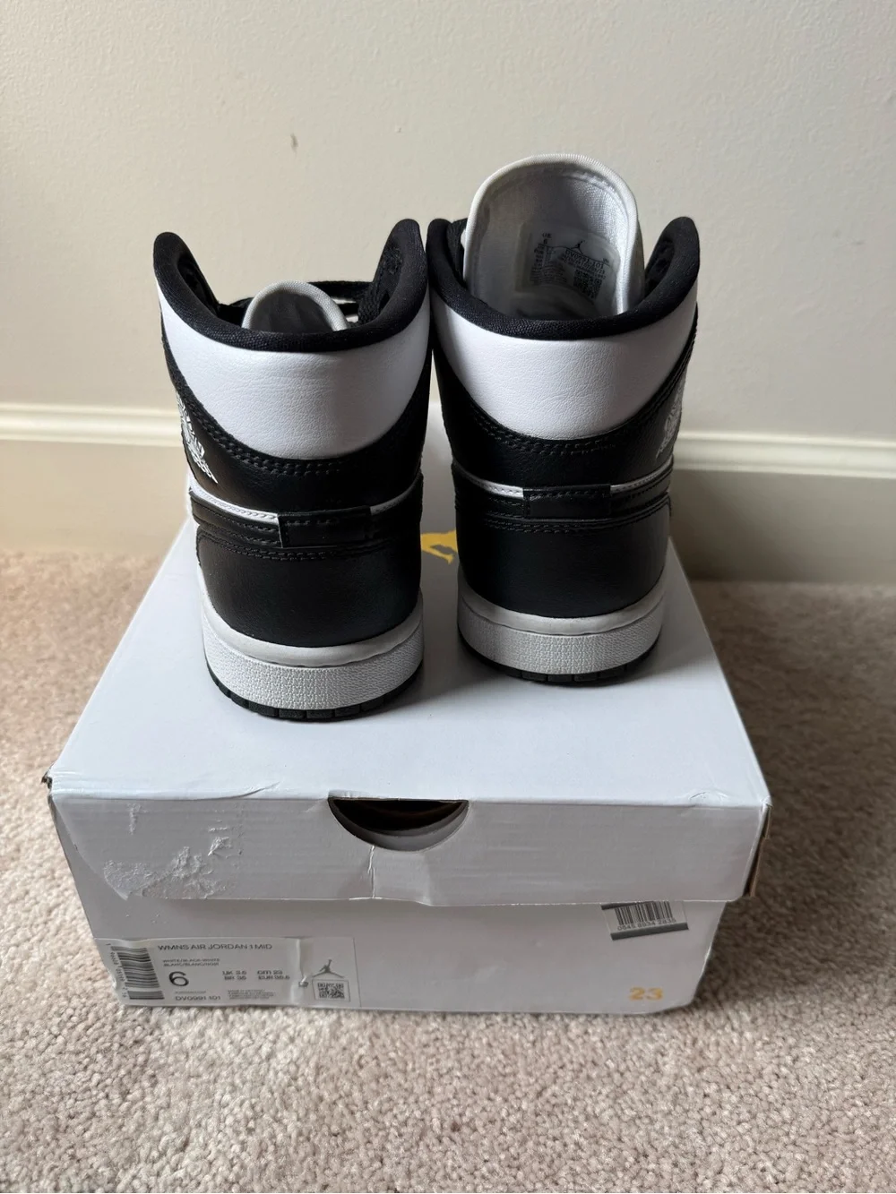Nike Air Jordan 1 Women’s Mid-Top Sneakers - Black/White - Worn once